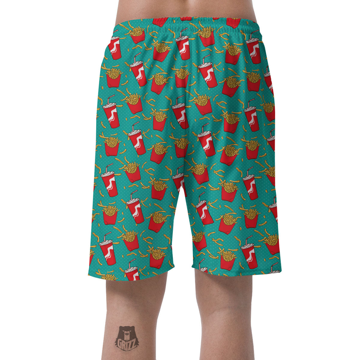 Cola And French Fries Print Pattern Men's Shorts-grizzshop