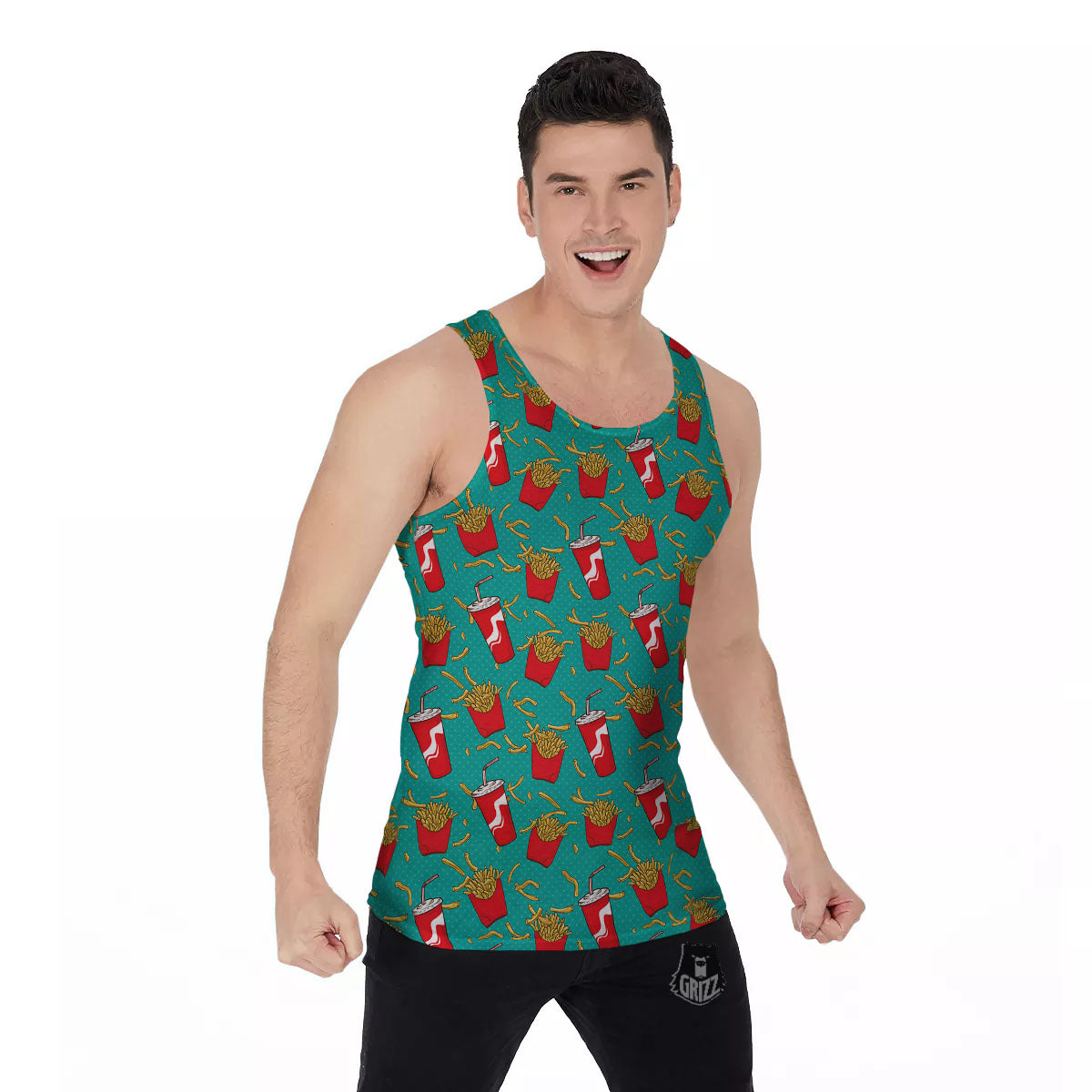 Cola And French Fries Print Pattern Men's Tank Top-grizzshop