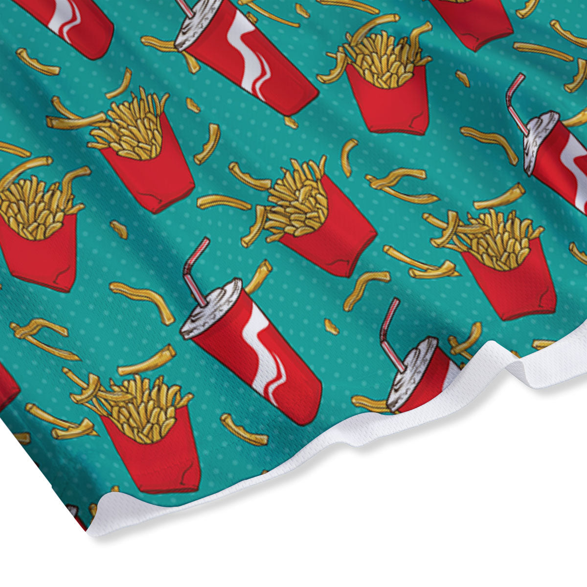 Cola And French Fries Print Pattern Mesh Shorts
