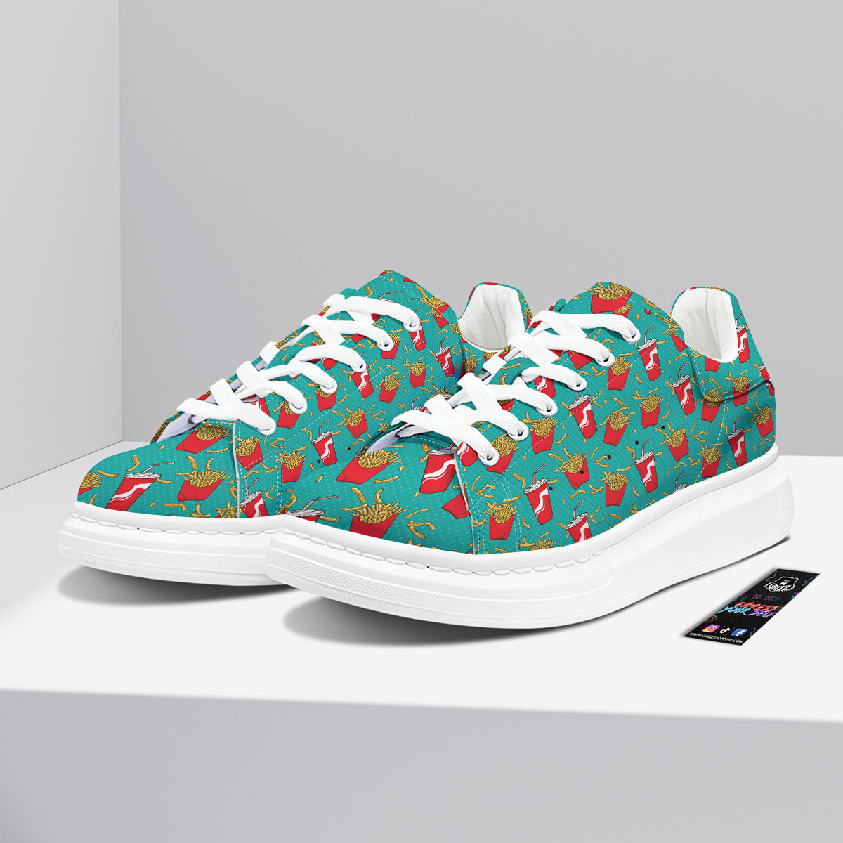 Cola And French Fries Print Pattern Platform Shoes-grizzshop