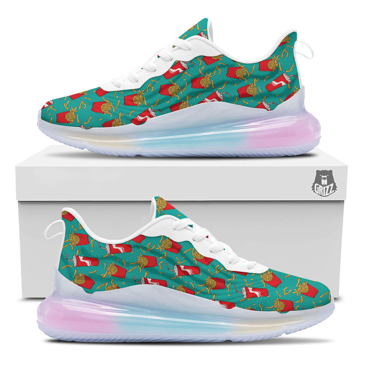 Cola And French Fries Print Pattern Running Sneakers-grizzshop