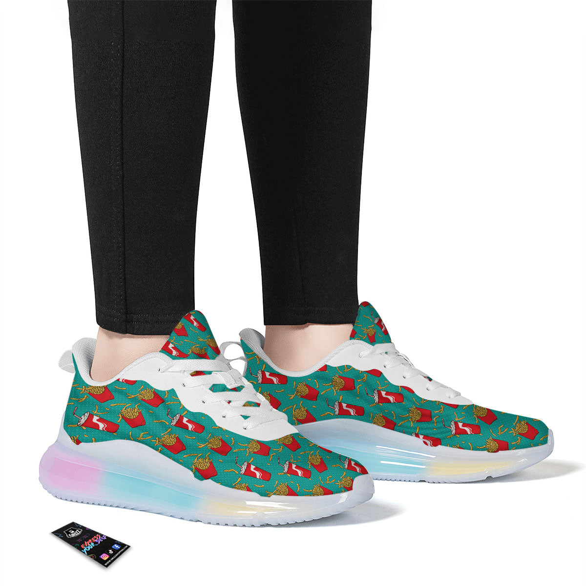 Cola And French Fries Print Pattern Running Sneakers-grizzshop
