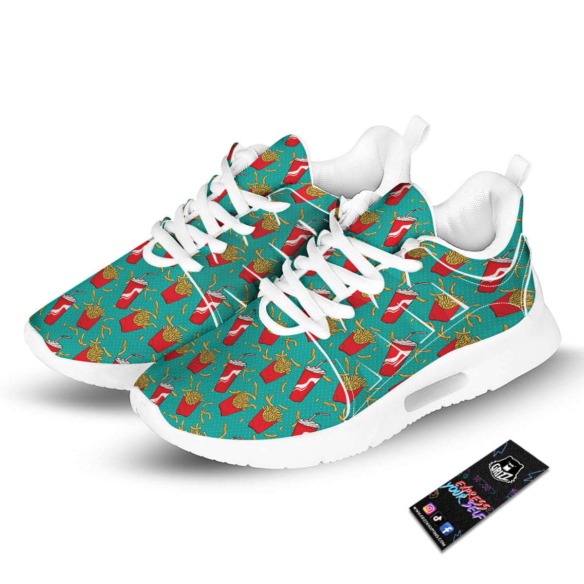 Cola And French Fries Print Pattern Tennis Shoes-grizzshop