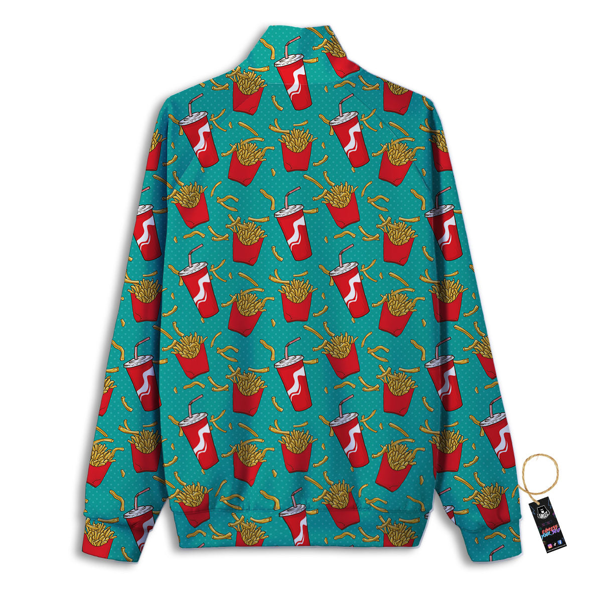 Cola And French Fries Print Pattern Track Jacket-grizzshop