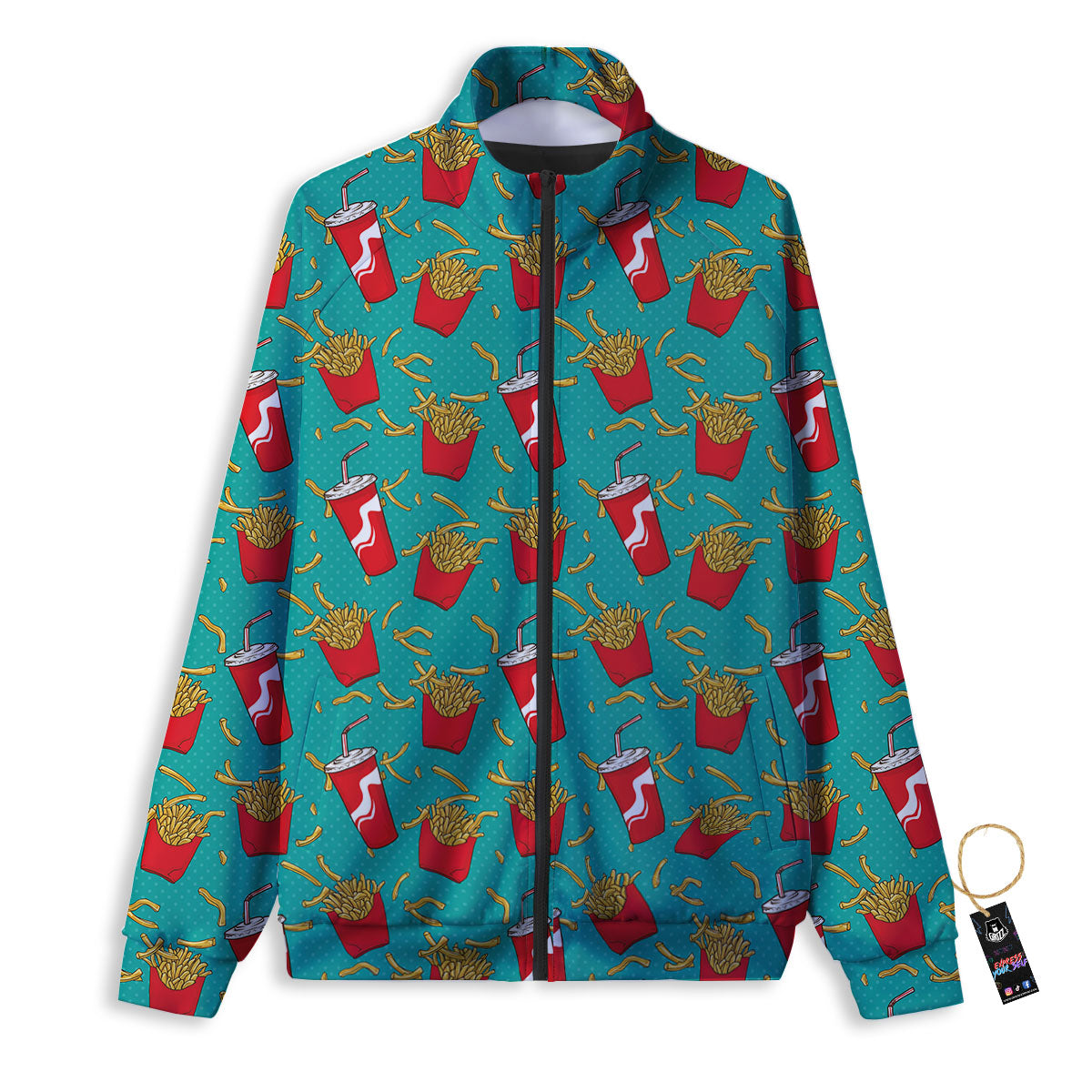 Cola And French Fries Print Pattern Track Jacket-grizzshop