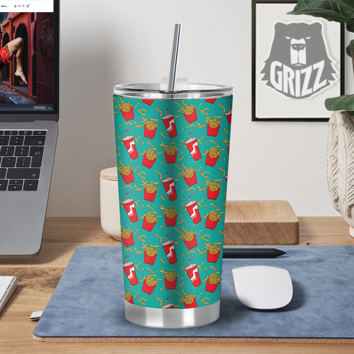 Cola And French Fries Print Pattern Tumbler-grizzshop