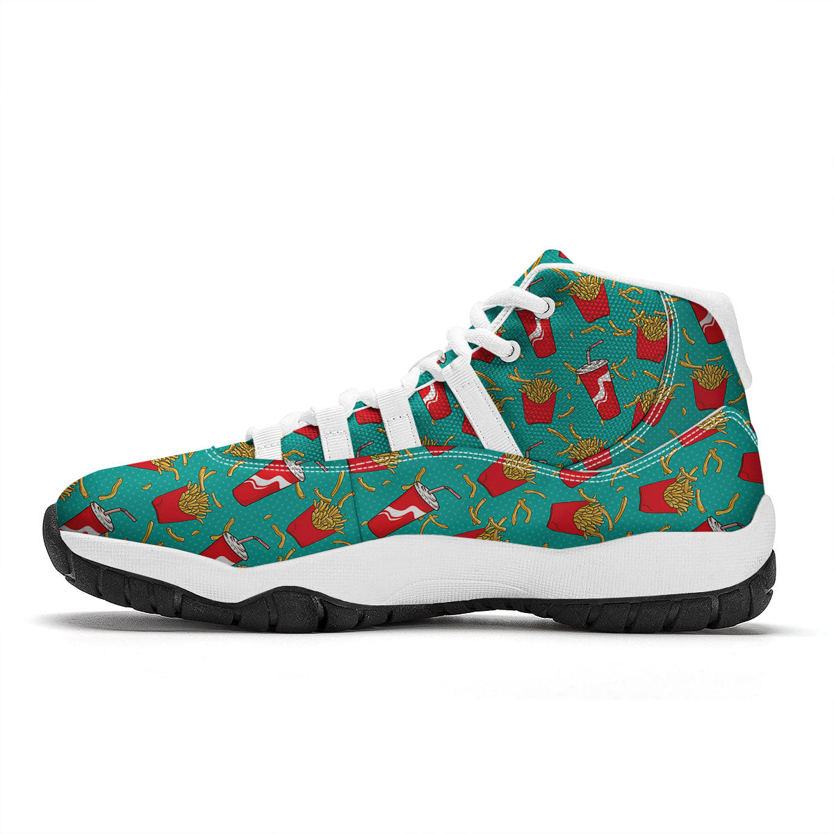 Cola And French Fries Print Pattern White Bball Shoes-grizzshop