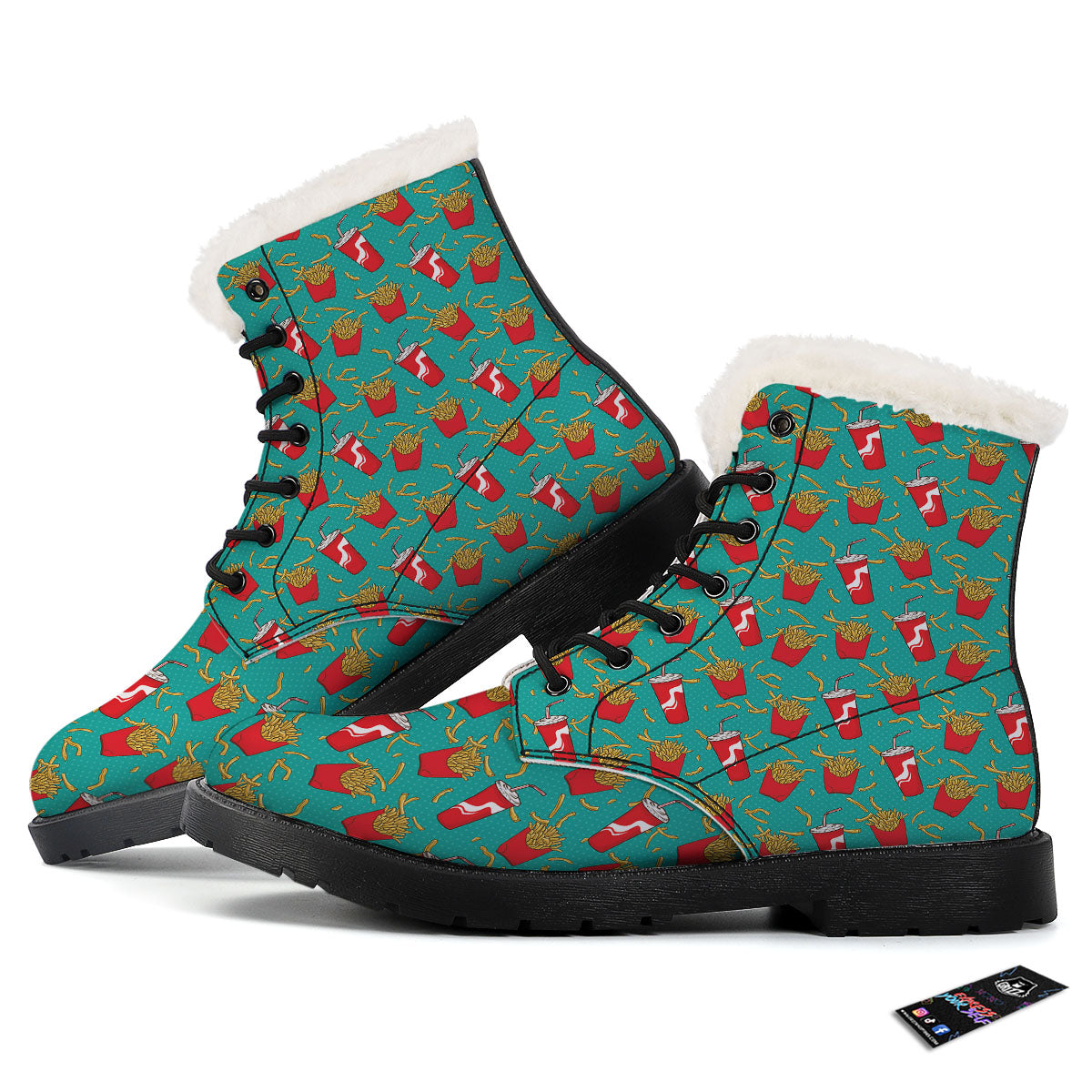 Cola And French Fries Print Pattern Winter Boots-grizzshop
