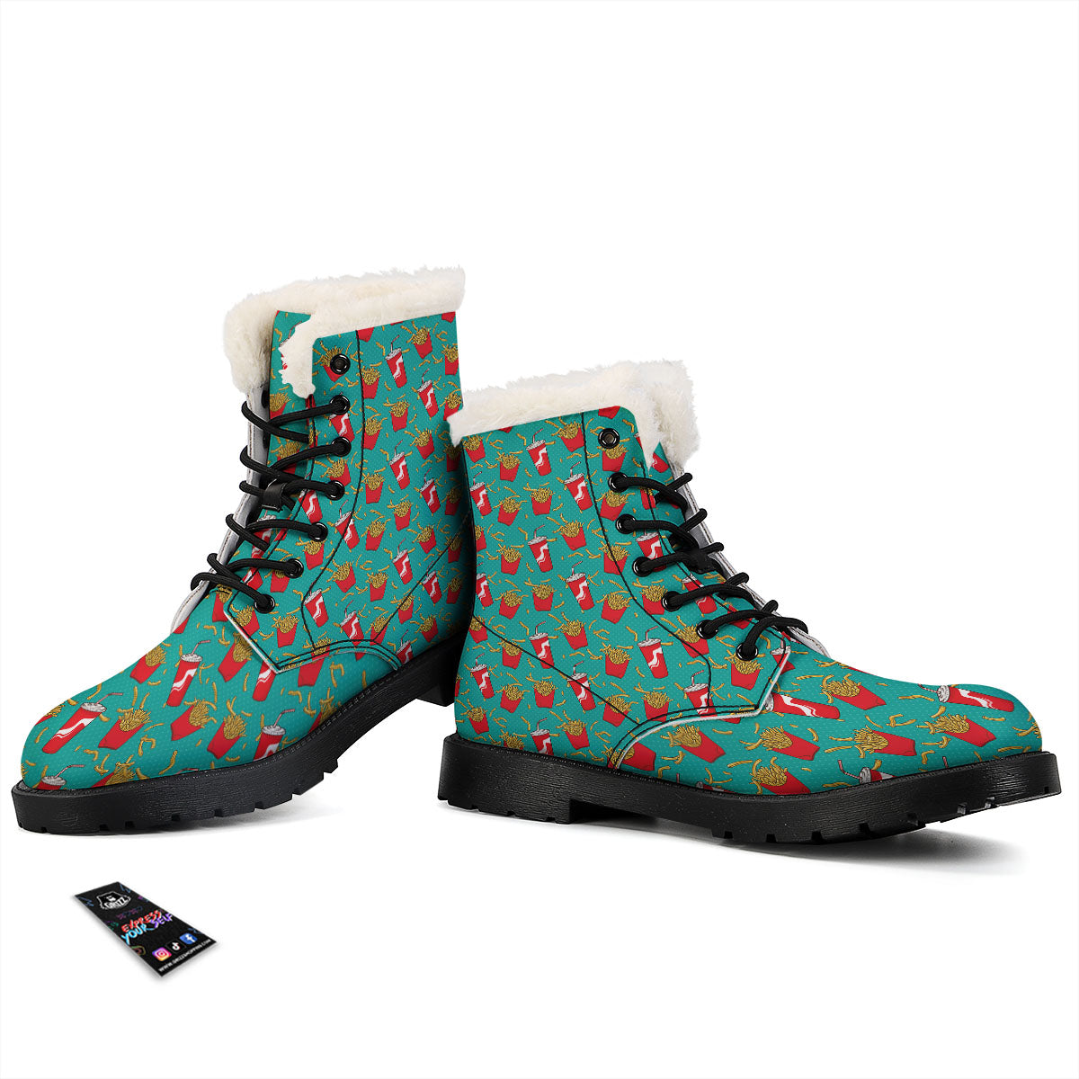 Cola And French Fries Print Pattern Winter Boots-grizzshop