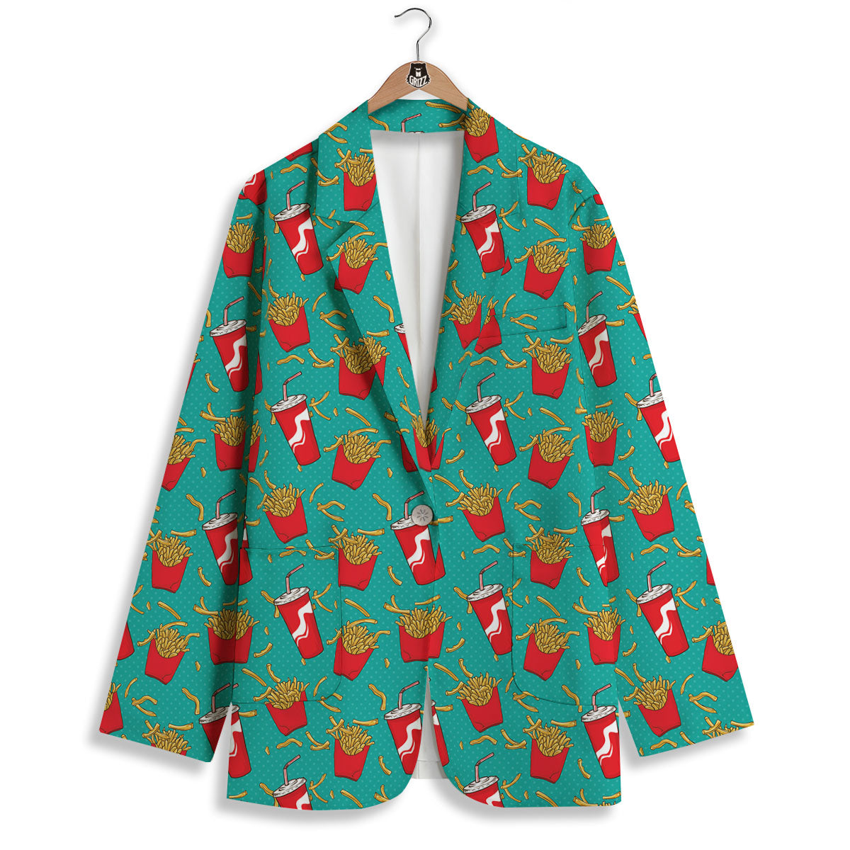 Cola And French Fries Print Pattern Women's Blazer-grizzshop