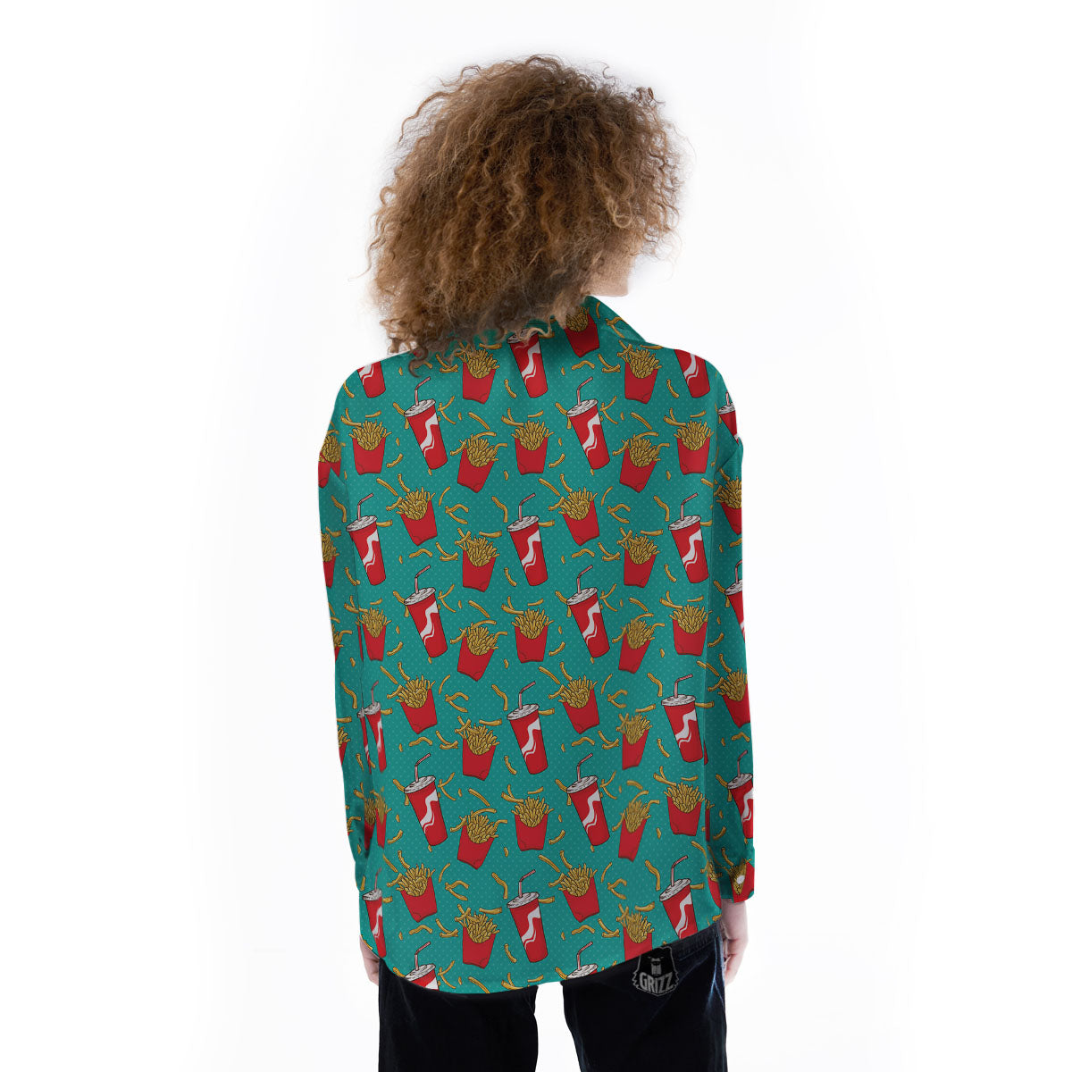 Cola And French Fries Print Pattern Women's Long Sleeve Shirts-grizzshop