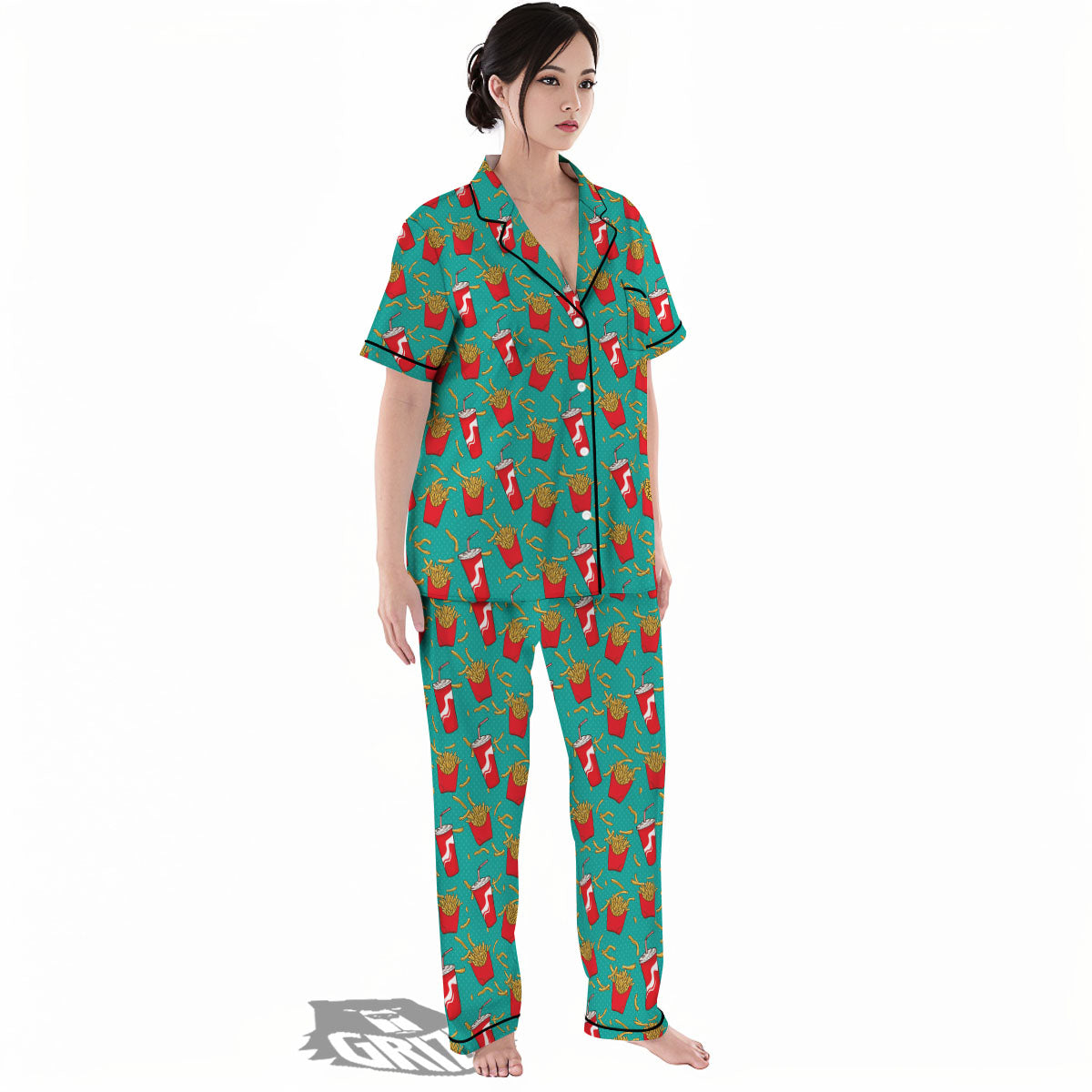 Cola And French Fries Print Pattern Women's Pajamas Set-grizzshop