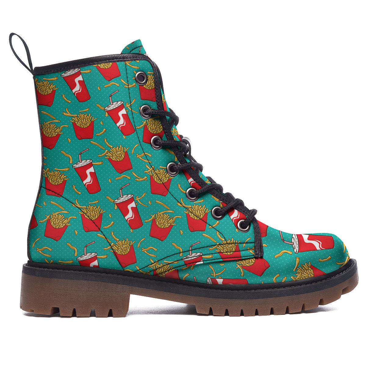 Cola And French Fries Print Pattern Work Boots-grizzshop