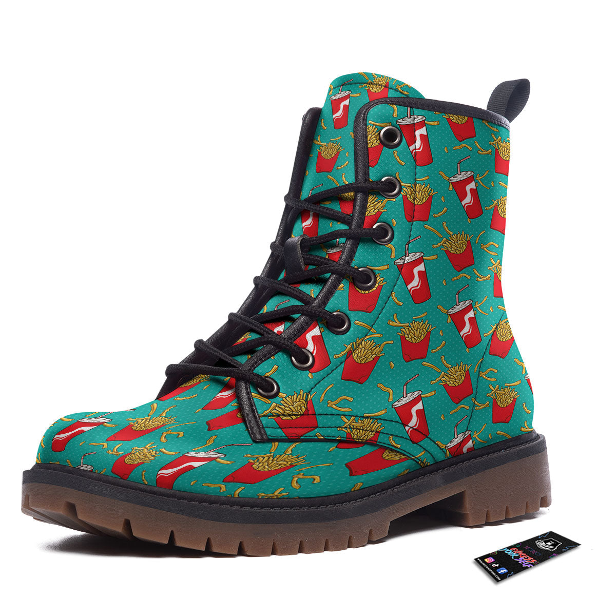 Cola And French Fries Print Pattern Work Boots-grizzshop