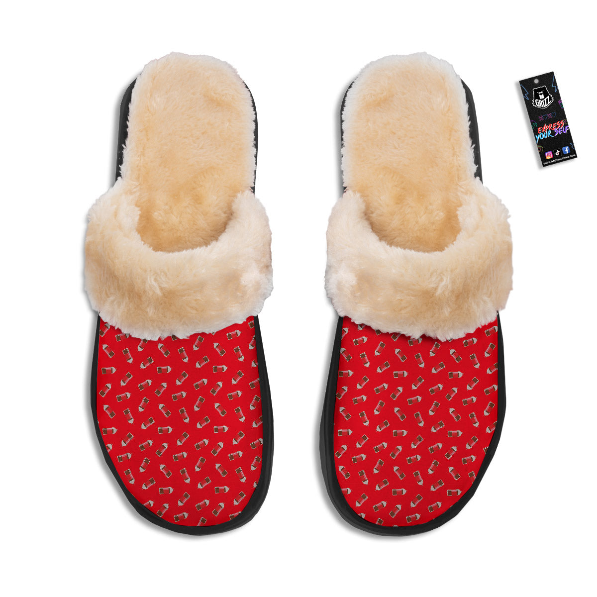 Cola Bottle Print Pattern Slippers-grizzshop