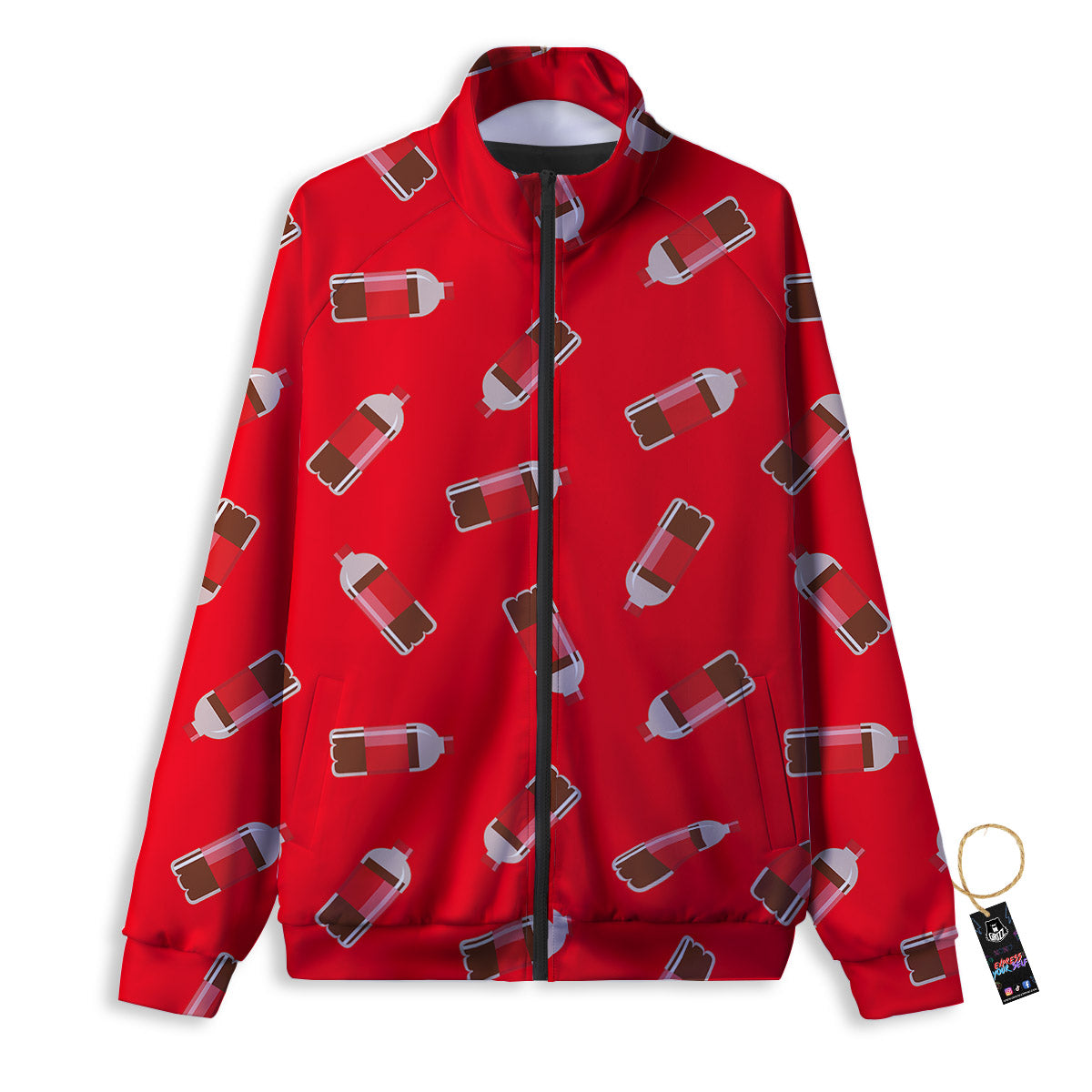 Cola Bottle Print Pattern Track Jacket-grizzshop