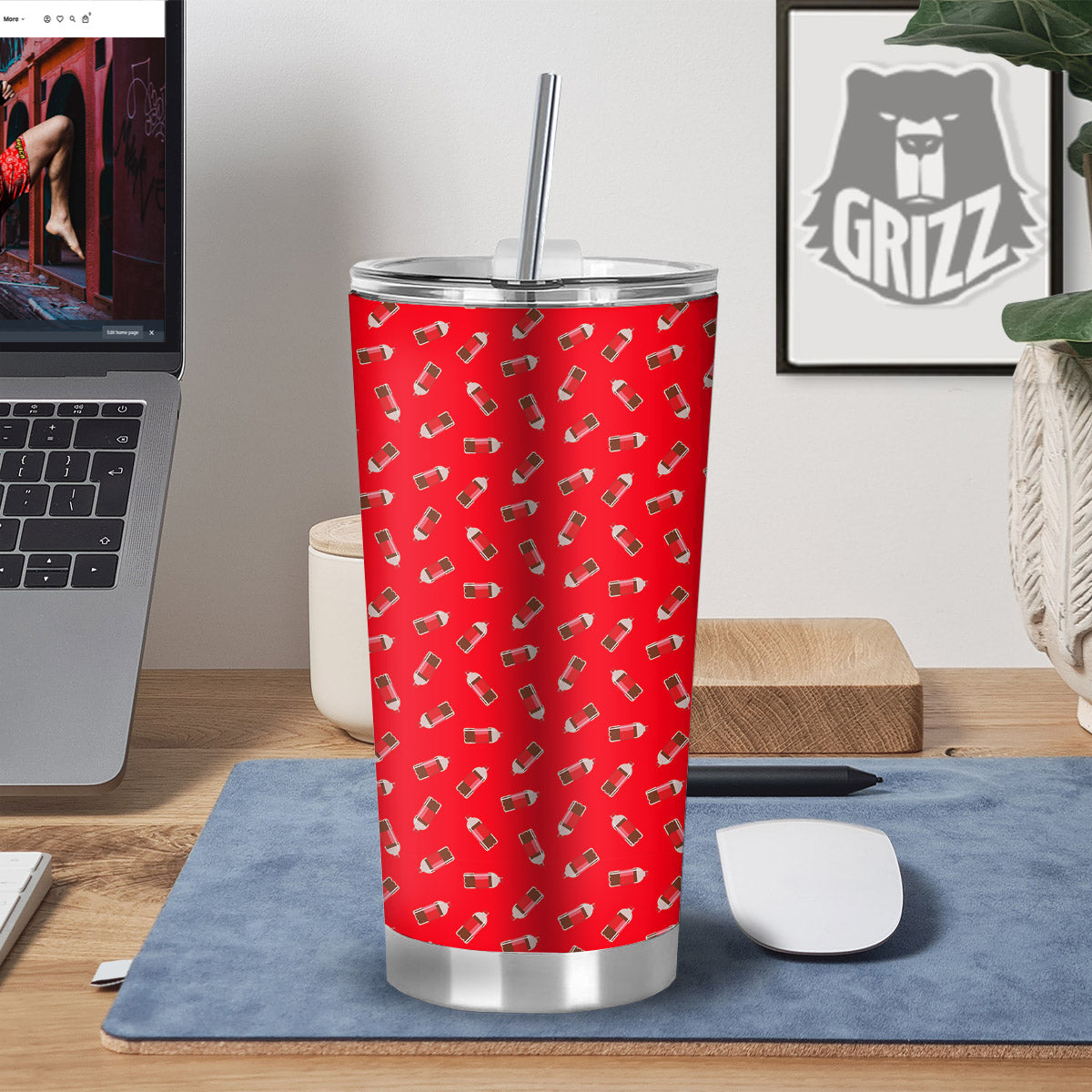 Cola Bottle Print Pattern Tumbler-grizzshop