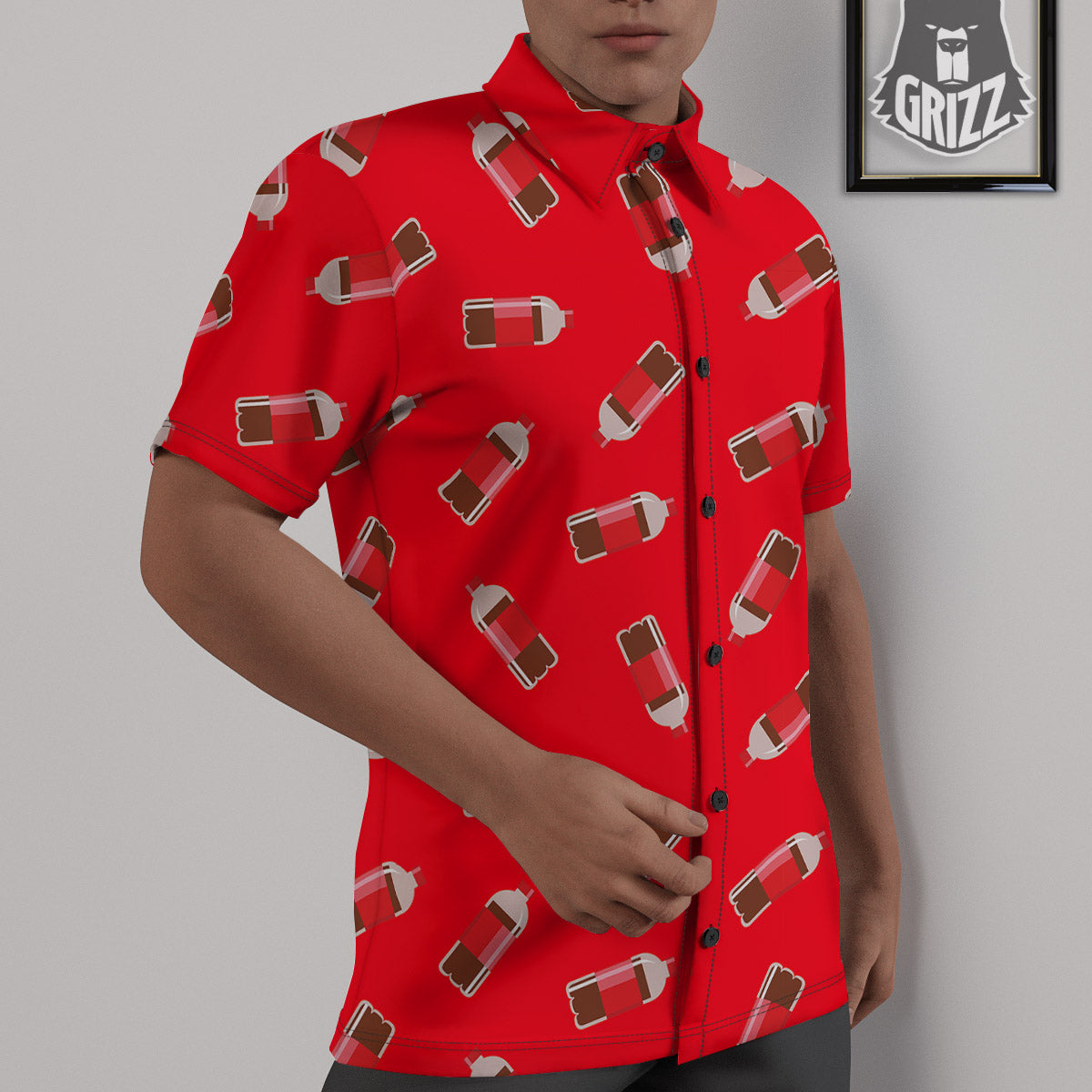 Cola Bottle Print Pattern Untucked Shirts-grizzshop