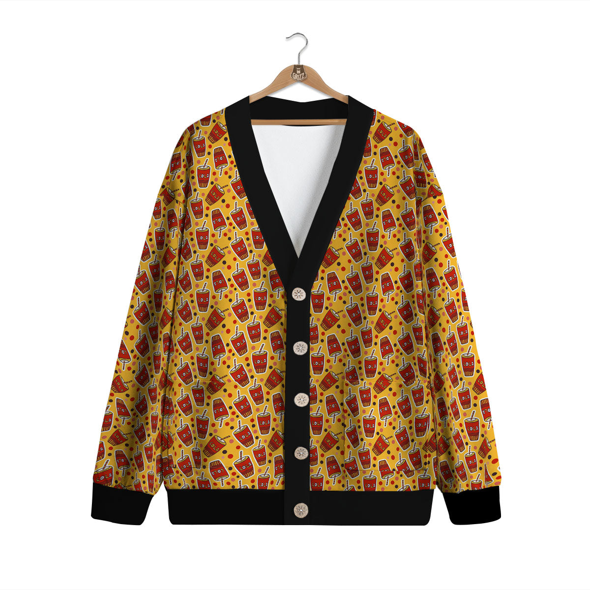 Cola Glass Print Pattern Cardigan-grizzshop