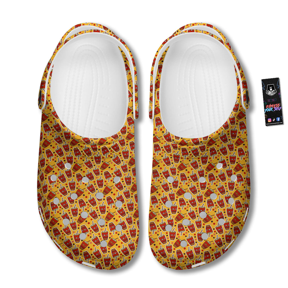 Cola Glass Print Pattern Clog-grizzshop