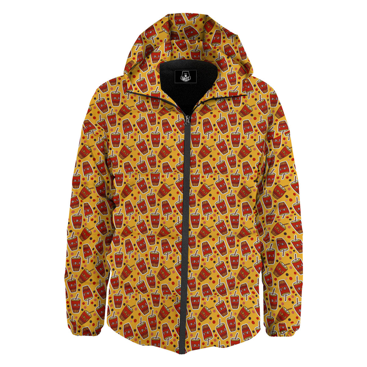 Cola Glass Print Pattern Down Jacket-grizzshop