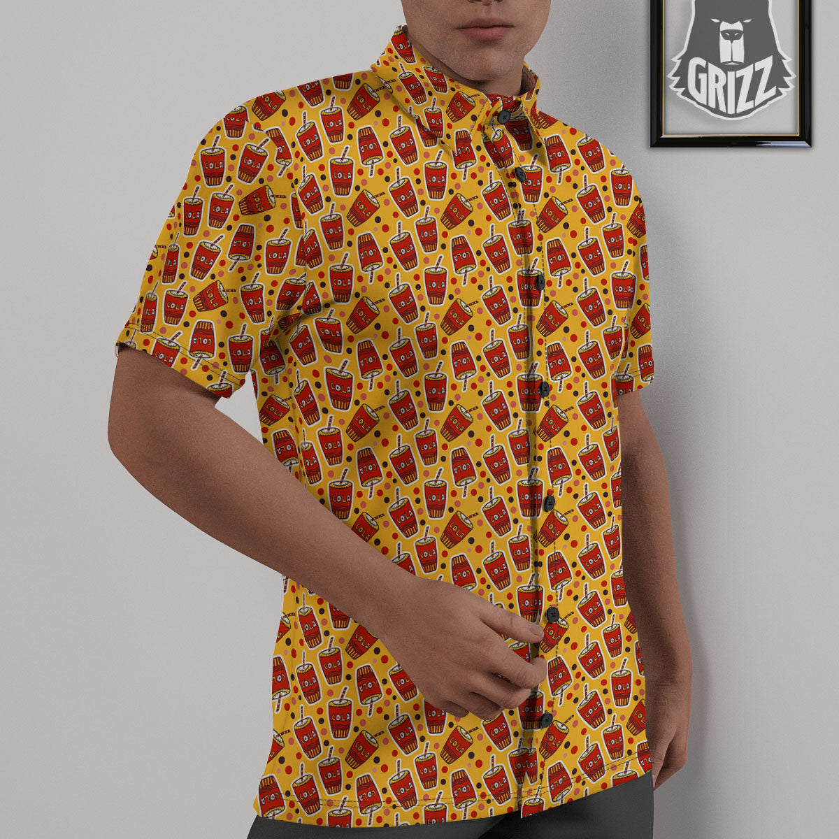 Cola Glass Print Pattern Untucked Shirts-grizzshop