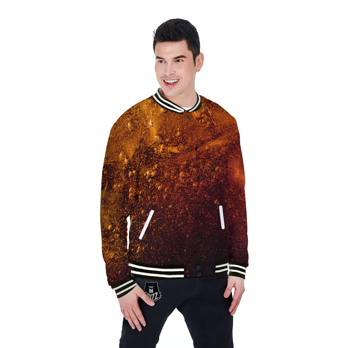 Cola Print Baseball Jacket-grizzshop