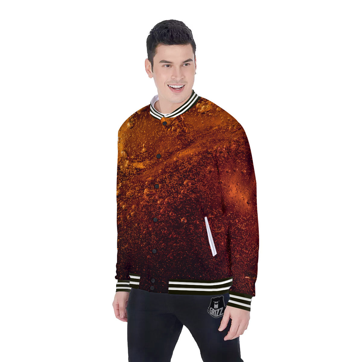 Cola Print Baseball Jacket-grizzshop