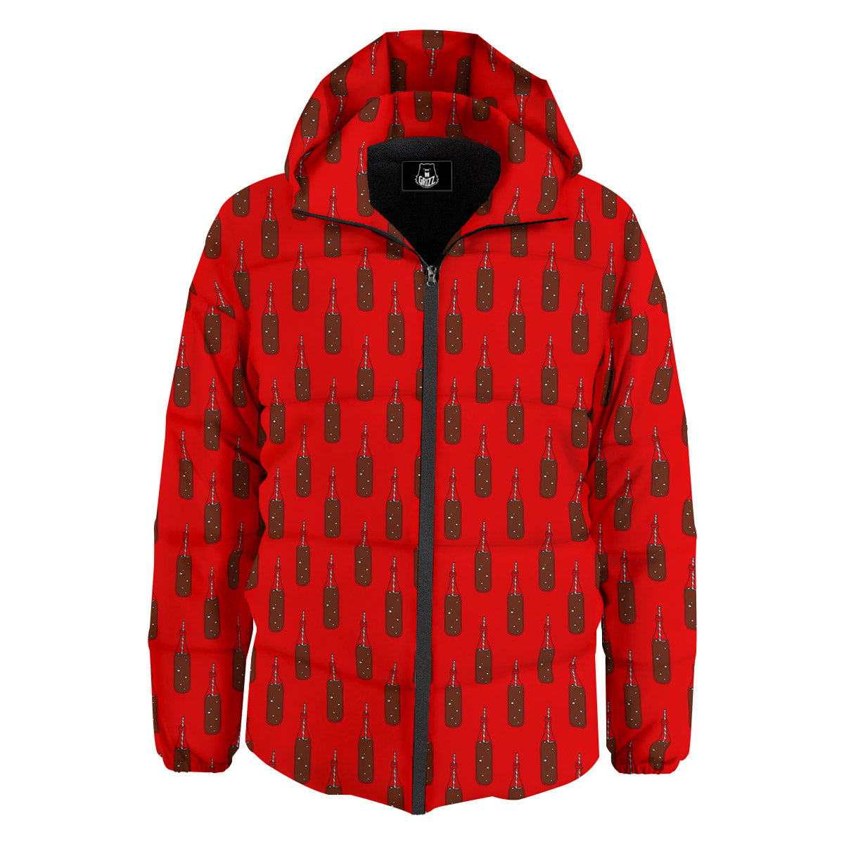 Cola Print Pattern Down Jacket-grizzshop