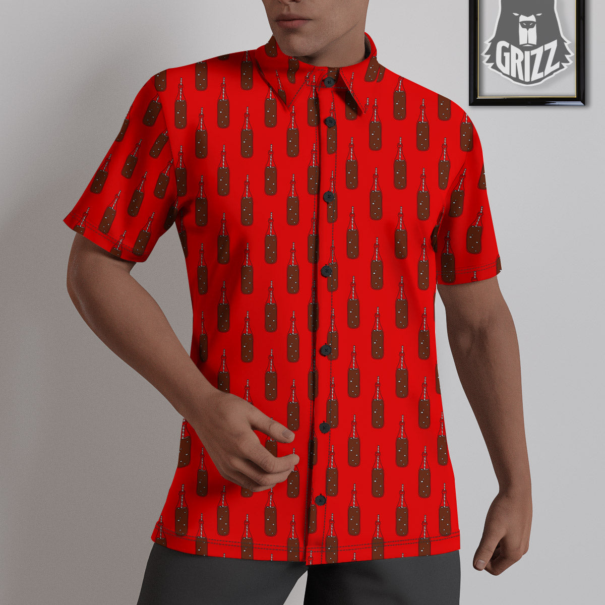 Cola Print Pattern Untucked Shirts-grizzshop