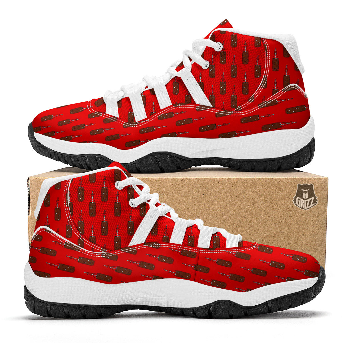 Cola Print Pattern White Bball Shoes-grizzshop