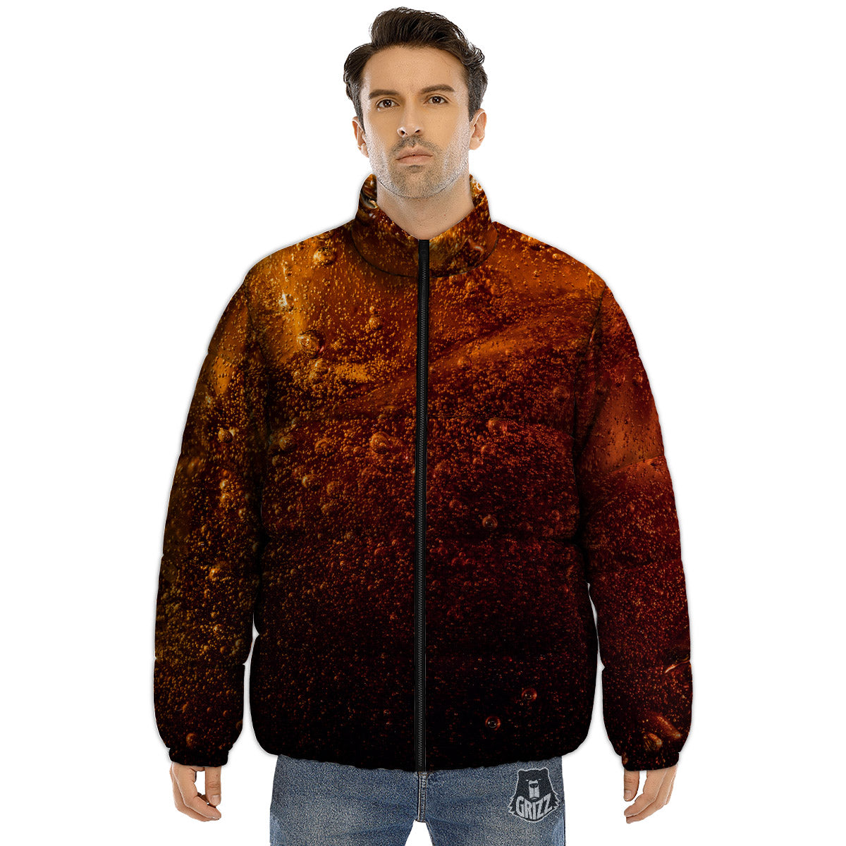 Cola Print Puffer Jacket-grizzshop