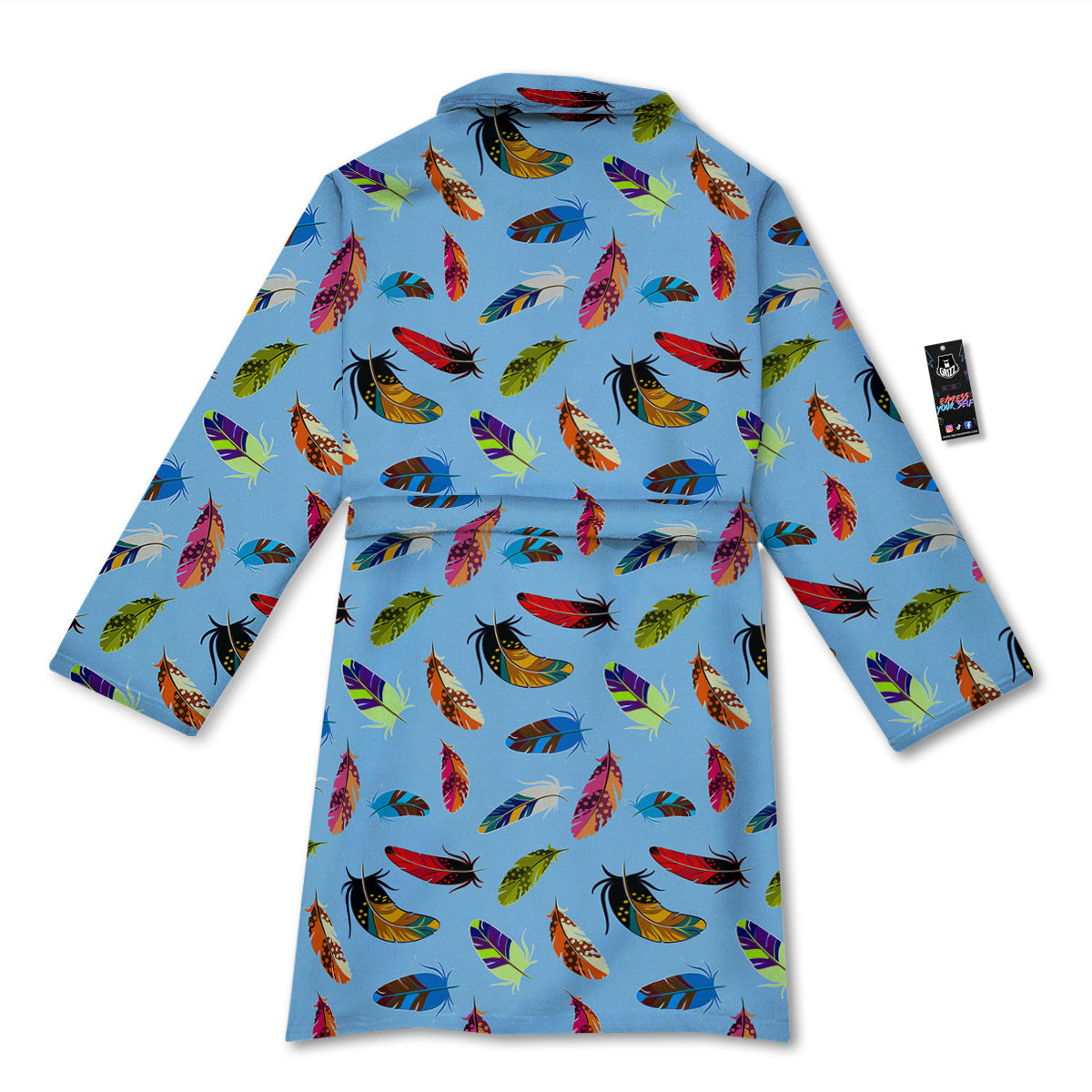 Colored Feathers Print Pattern Bathrobe-grizzshop