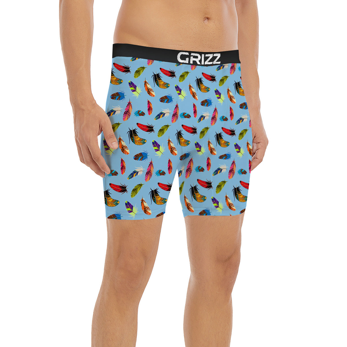 Colored Feathers Print Pattern Boxer Briefs-grizzshop