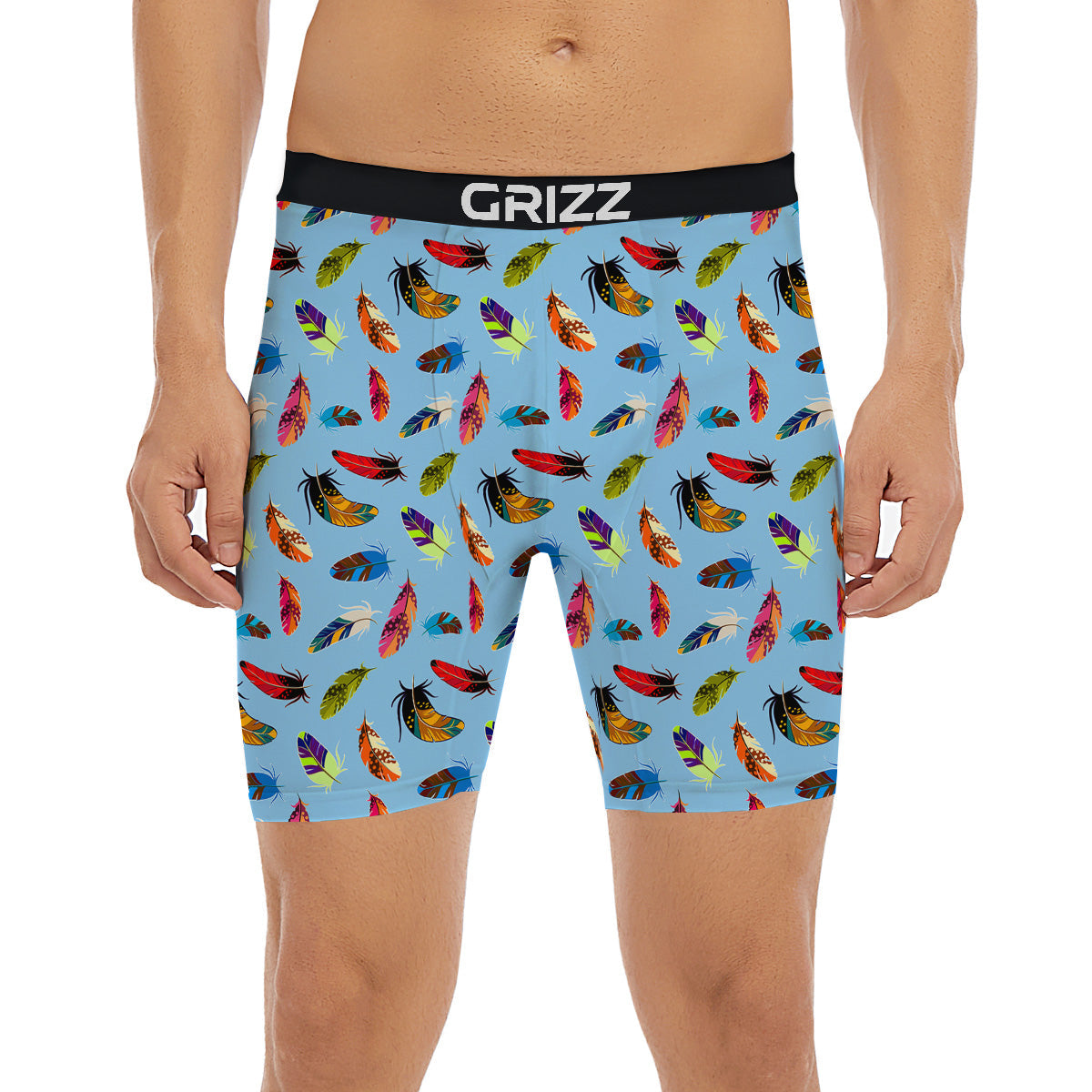Colored Feathers Print Pattern Boxer Briefs-grizzshop
