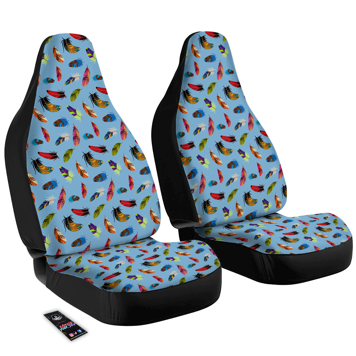 Colored Feathers Print Pattern Car Seat Covers-grizzshop