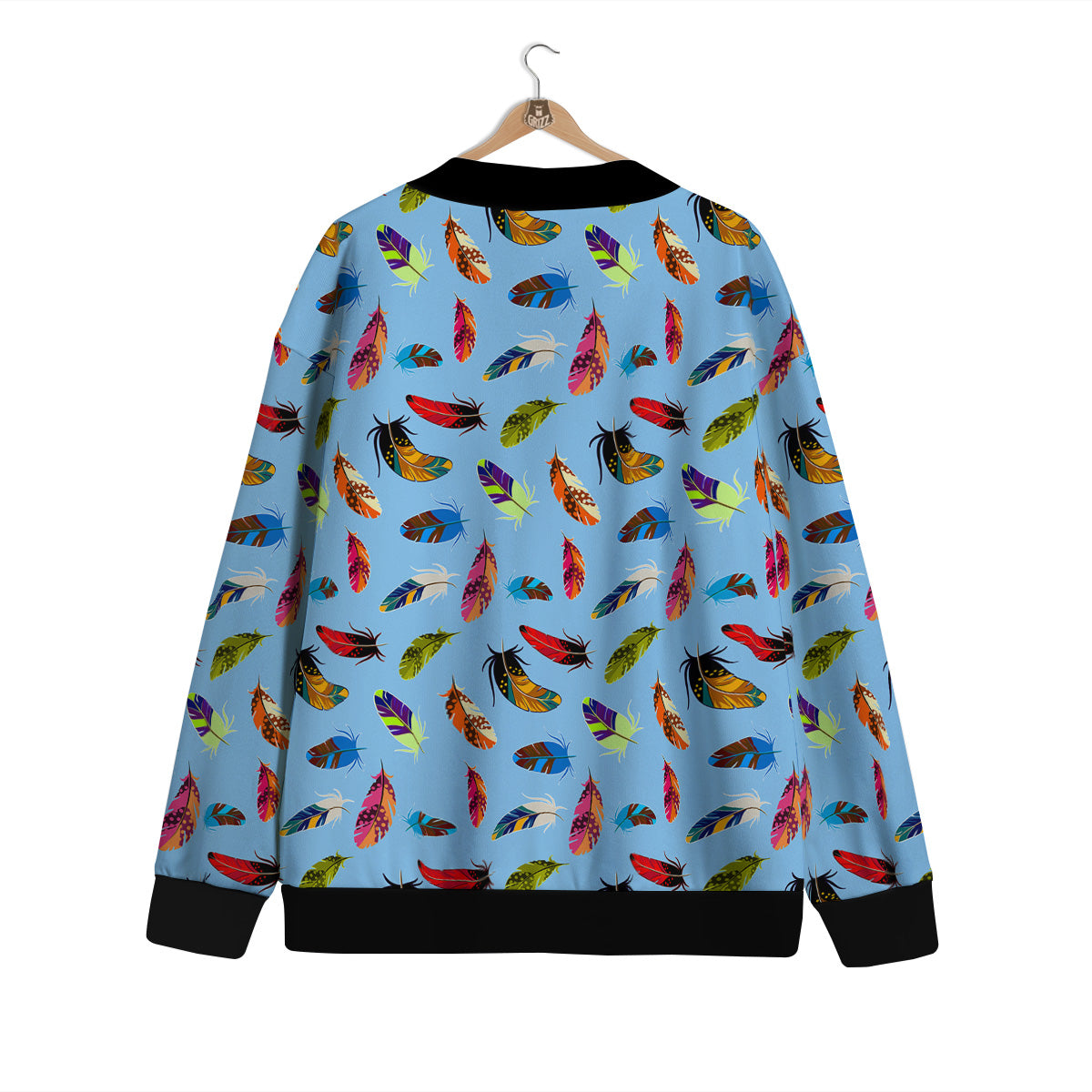 Colored Feathers Print Pattern Cardigan-grizzshop