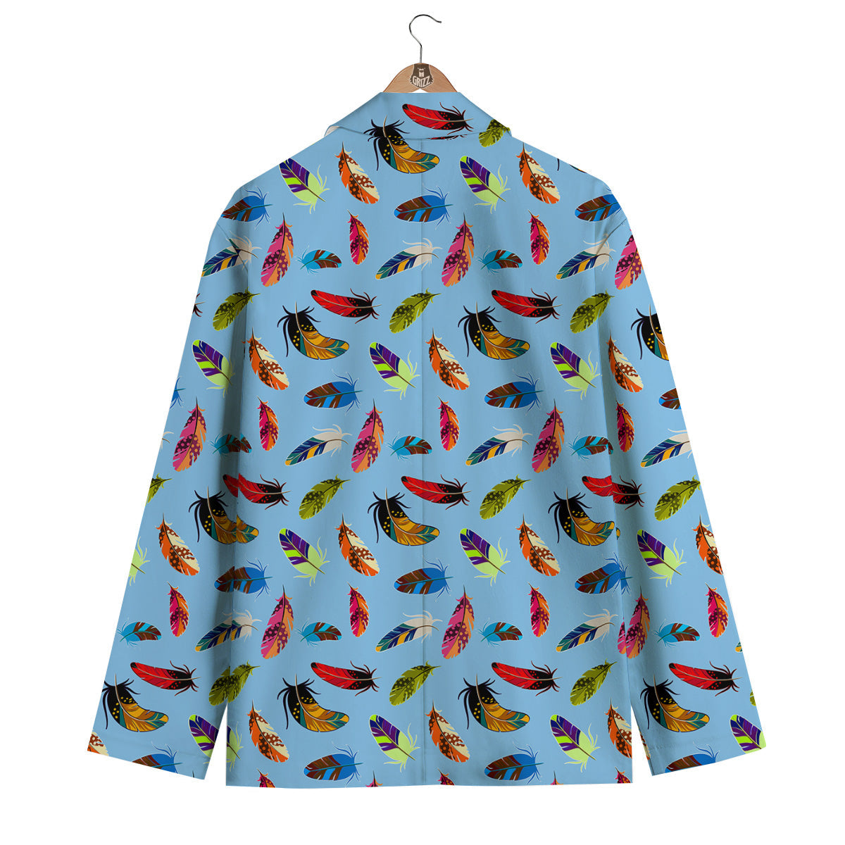 Colored Feathers Print Pattern Men's Blazer-grizzshop