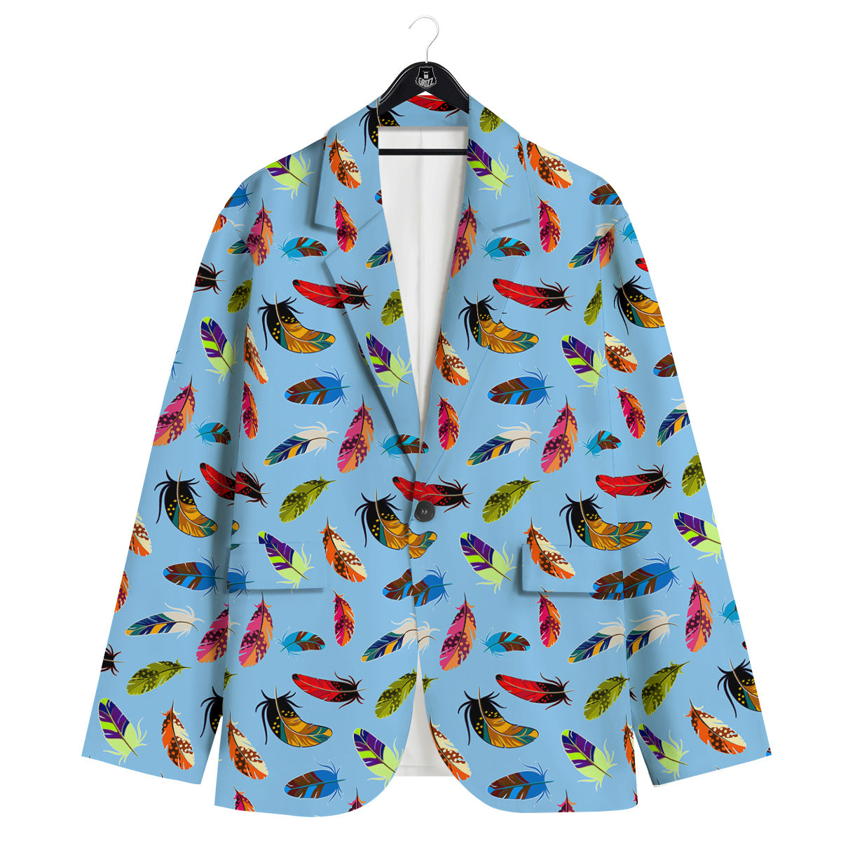 Colored Feathers Print Pattern Men's Sport Coat-grizzshop