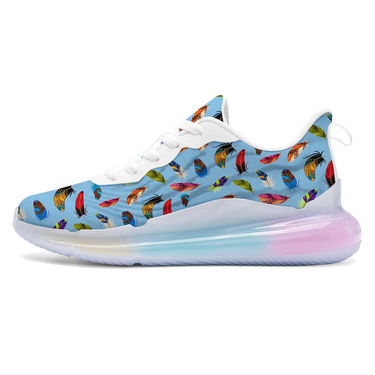 Colored Feathers Print Pattern Running Sneakers-grizzshop