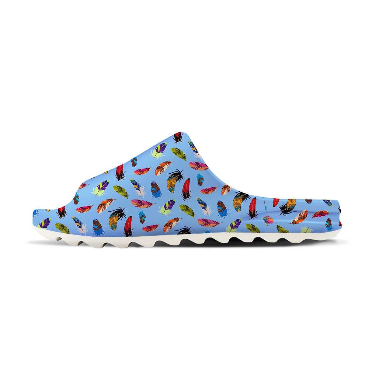 Colored Feathers Print Pattern Sandals-grizzshop