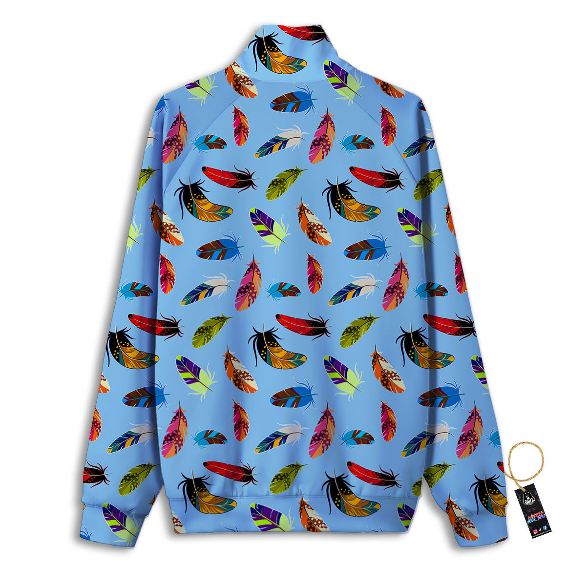 Colored Feathers Print Pattern Track Jacket-grizzshop