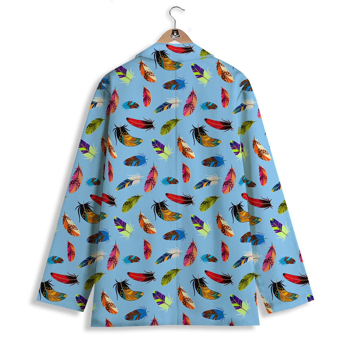 Colored Feathers Print Pattern Women's Blazer-grizzshop