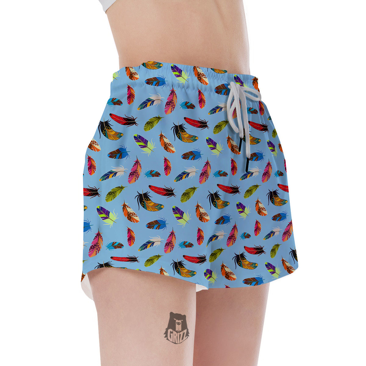 Colored Feathers Print Pattern Women's Shorts-grizzshop