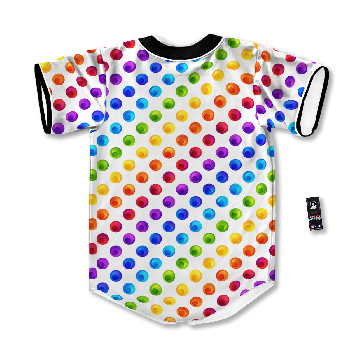 Colored Polka Dots Rainbow Print Pattern Baseball Jersey-grizzshop