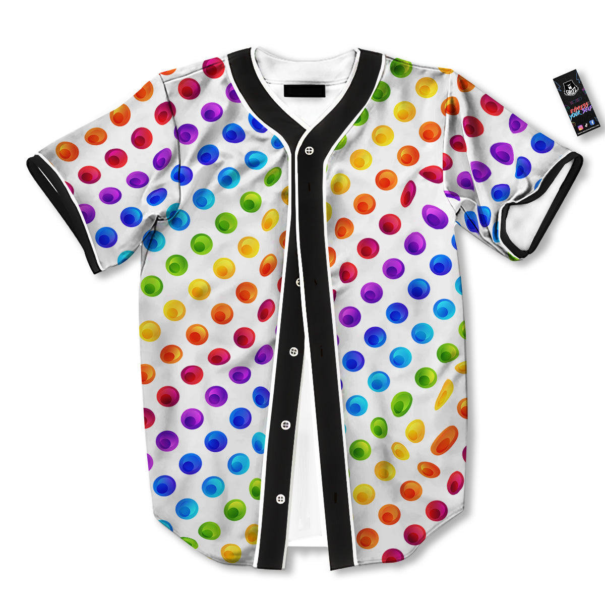 Colored Polka Dots Rainbow Print Pattern Baseball Jersey-grizzshop