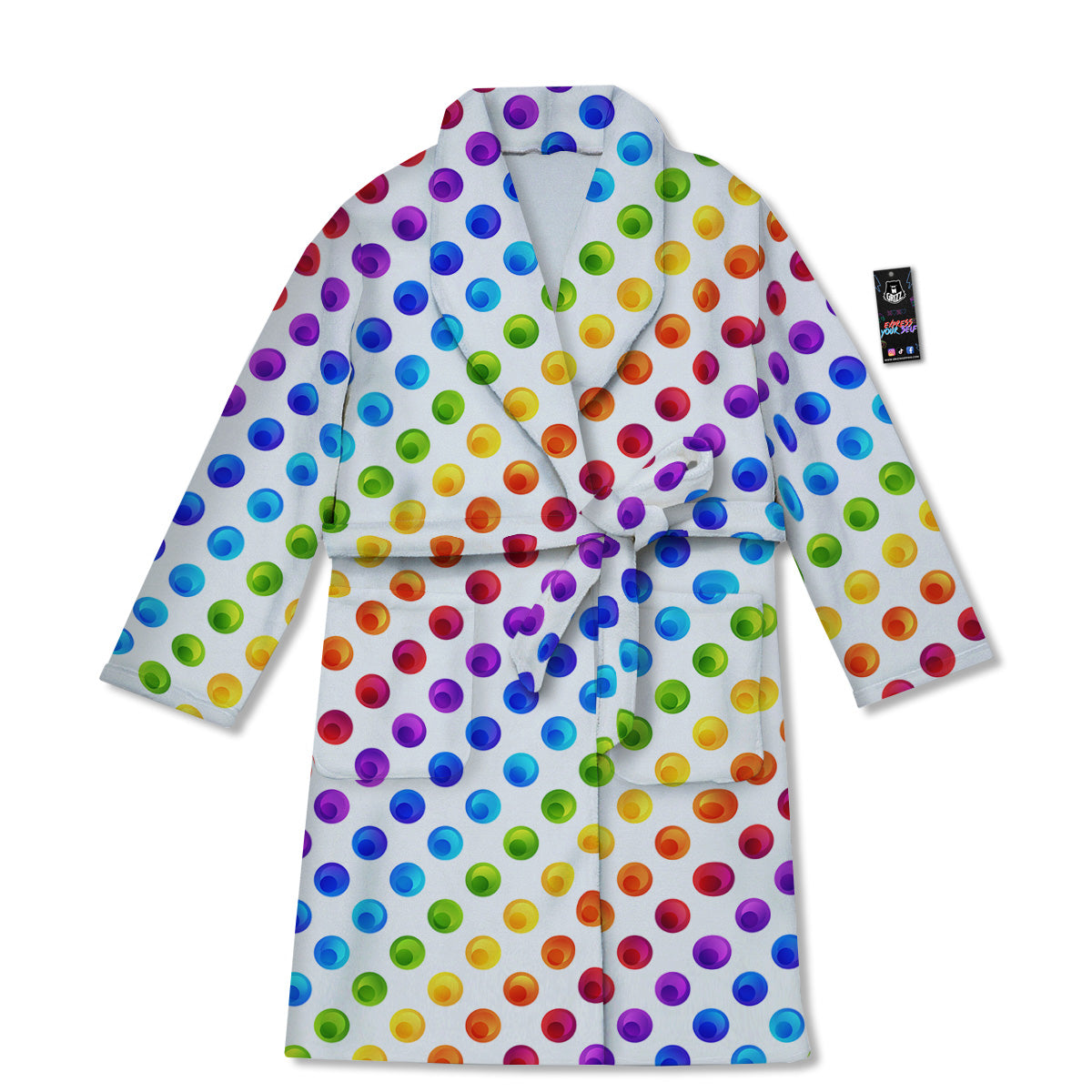 Colored Polka Dots Rainbow Print Pattern Bathrobe-grizzshop