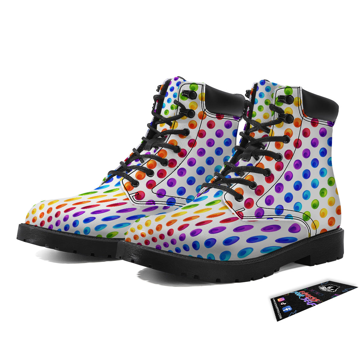 Colored Polka Dots Rainbow Print Pattern Boots-grizzshop