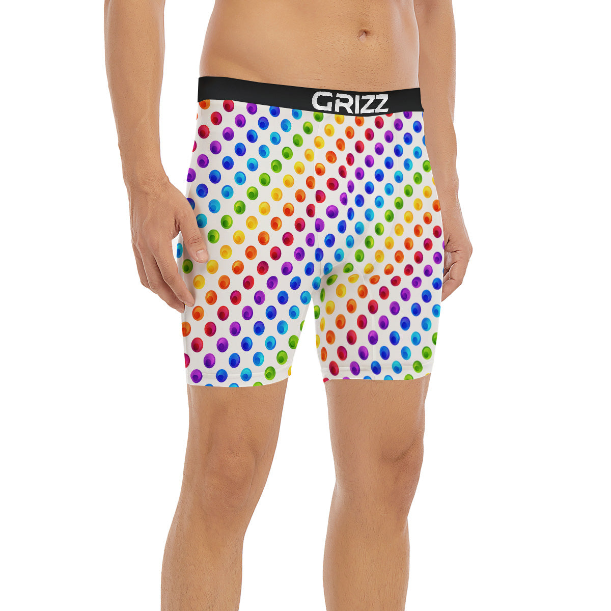 Colored Polka Dots Rainbow Print Pattern Boxer Briefs-grizzshop