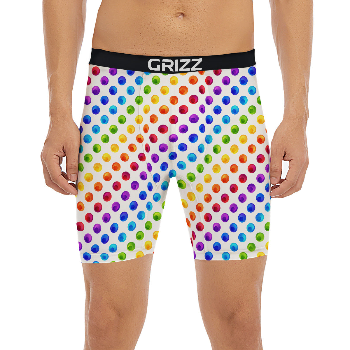 Colored Polka Dots Rainbow Print Pattern Boxer Briefs-grizzshop
